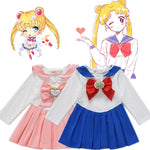 Cute Anime Kid Baby Girls Sailor Moon Cosplay Costumes Bowknot Dress Kawaii Lolita Sailor Uniform