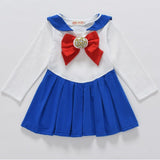 Cute Anime Kid Baby Girls Sailor Moon Cosplay Costumes Bowknot Dress Kawaii Lolita Sailor Uniform