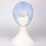 Re:Life In A Different World From Zero Graduated Ram Rem Cosplay Wig for Women Short Straight Pink Blue Anime Wig