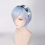 Re:Life In A Different World From Zero Graduated Ram Rem Cosplay Wig for Women Short Straight Pink Blue Anime Wig