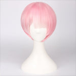 Re:Life In A Different World From Zero Graduated Ram Rem Cosplay Wig for Women Short Straight Pink Blue Anime Wig