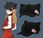 Anime Neon Genesis Evangelion EVA Asuka Langley Soryu Cat Ears Hat Cosplay Costume Polar Fleece Plush Cap With Badges