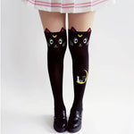 Hot Anime Sailor Moon Cosplay Costume Women Luna Cat Socks Pantyhose Silk Tights Leggings Stockings Black And White