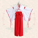 Anime Inuyasha Kikyo Kimono Full Set Cosplay Costume Halloween Costume Top + Skirt + Clogs + Socks