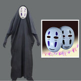 No Face Man Spirited Away Cosplay Costume with Mask gloves for Halloween Costume Anime Miyazaki Hayao Faceless Cloak S-2XL