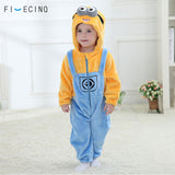 Baby Bodysuit Minions Kigurumi Anime Cartoon Cosplay Costume Infant Onesie Winter Sleep Play Game Jumpsuit Funny Pajama Flannel