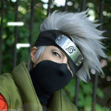 Anime NARUTO Hatake Kakashi Cosplay Wig Silver White Short Heat Resistant Sythentic Hair Wigs + Headband + Mask