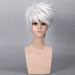 Anime NARUTO Hatake Kakashi Cosplay Wig Silver White Short Heat Resistant Sythentic Hair Wigs + Headband + Mask