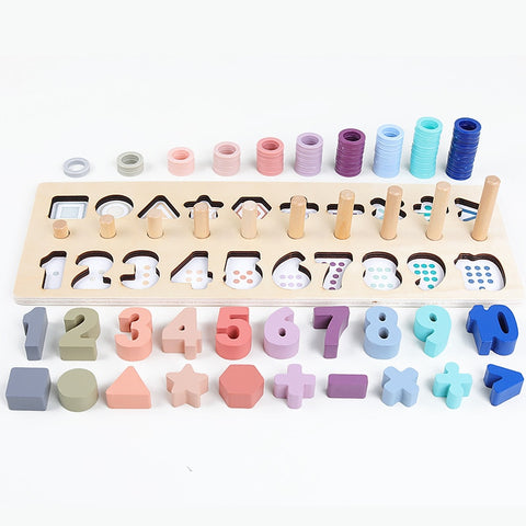 Preschool Wooden Montessori Toys Count Geometric Shape Cognition Match Baby Early Education Teaching Aids Math Toys For Children