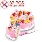 37-80PCS DIY Cake Toy Kitchen Food Pretend Play Cutting Fruit Birthday Toys Cocina De Juguete Pink Blue For Kid Educational Gift