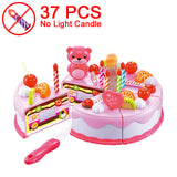 37-80PCS DIY Cake Toy Kitchen Food Pretend Play Cutting Fruit Birthday Toys Cocina De Juguete Pink Blue For Kid Educational Gift