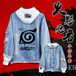 Coshome Anime Naruto Hoodies Men Women Denim Jacket Akatsuki Coat Daily Costume for Spring