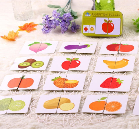 New Arrival Baby Toys Infant Early Head Start Training Puzzle Cognitive Card Vehicl/Fruit/Animal/Life Set Pair Puzzle Baby Gift