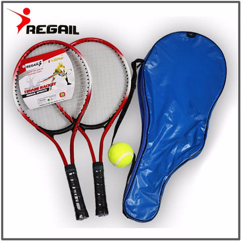 Set of 2 Teenager's Tennis Racket For Training raquete de tennis Carbon Fiber Top Steel Material tennis string with Free ball