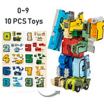 15PCS Assembling Building Blocks  Educational Toys Action Figure Transformation Number Robot Deformation Robot Toy for Children