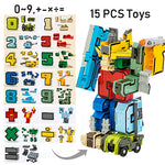 15PCS Assembling Building Blocks  Educational Toys Action Figure Transformation Number Robot Deformation Robot Toy for Children