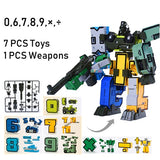 15PCS Assembling Building Blocks  Educational Toys Action Figure Transformation Number Robot Deformation Robot Toy for Children