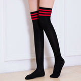 Overknee Anime Socks Striped Elastic Leggings All Match Stage Anime Cosplay Costume Adult Cartoon in Carnaval Halloween Party