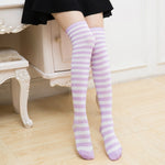 Overknee Anime Socks Striped Elastic Leggings All Match Stage Anime Cosplay Costume Adult Cartoon in Carnaval Halloween Party