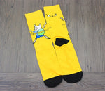 Anime Cartoon Adventure Times Socks Yellow Street Cosplay Comics Women Men Socks Party Novelty Funny Spring Autumn Casual Socks