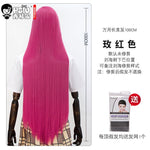 HSIU 100Cm Long Staight Cosplay Wig Heat Resistant Synthetic Hair Anime Party wigs 26 color Colourful