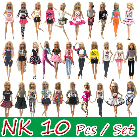 NK 10 Pcs  Princess Doll Dress Noble Party Gown For Barbie Doll Accessories Fashion Design Outfit Best Gift For Girl' Doll JJ