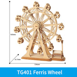 ROKR DIY 3D Wooden Puzzle Toys Assembly Model Toys Plane Merry Go Round Ferris Wheel Pencil Box Toys for Children Drop Shipping