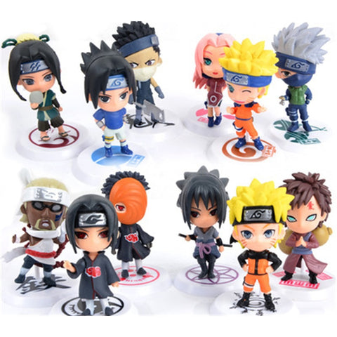 Naruto Action Figure Toys 12 Styles Q style Zabuza Haku Kakashi Sasuke Naruto Sakura PVC Model Doll Collection Kids Toy 1PCS/lot