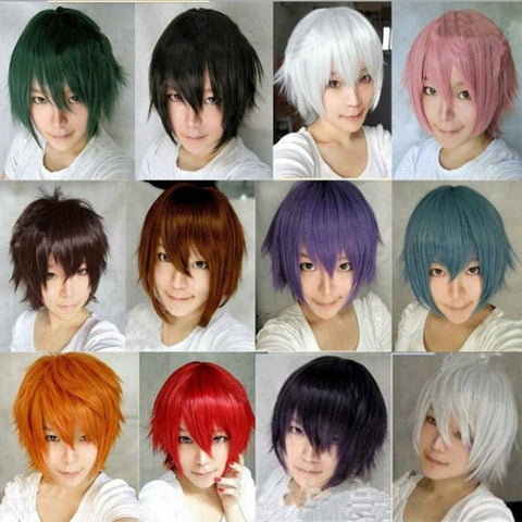 14 Colors Anime Cosplay Wig Short Straight Heat Resistant Synthetic Hair Wigs For Japanese Anime Peruca