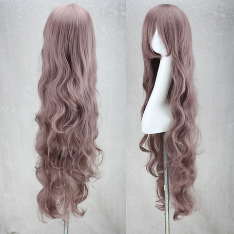 100cm Anime Costume Long Curly Wave Synthetic Wigs Purple Hair Party Cosplay Wig for Halloween Peruca Peluca