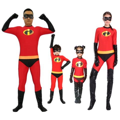 Incredibles 2 Costume Mr Mrs Incredibles Cosplay Elastigirl Hulk Spider-man Family Adult Kid disfraz niño Suit Jumpsuit Bodysuit