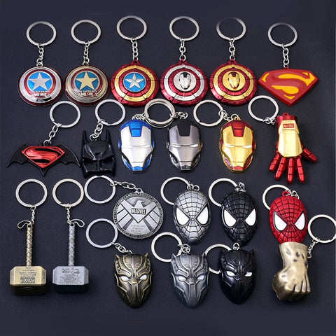 1PC Key Chain Gift Toys Marvel Avengers Metal Captain American Shield Keychain Superman Spiderman Batman Mask Keyring Toys