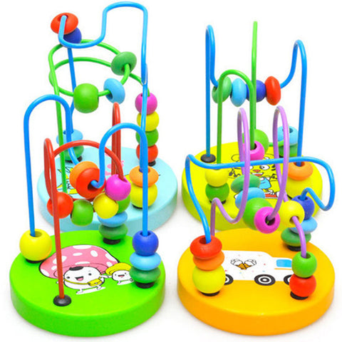 Hot! New Baby Colorful Mini Wooden Maze Beads Educational Toy Funny Around Beads For Children Kids